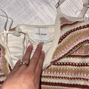 Pink Rose Striped Knit Cami in Cream, Rust & Blush